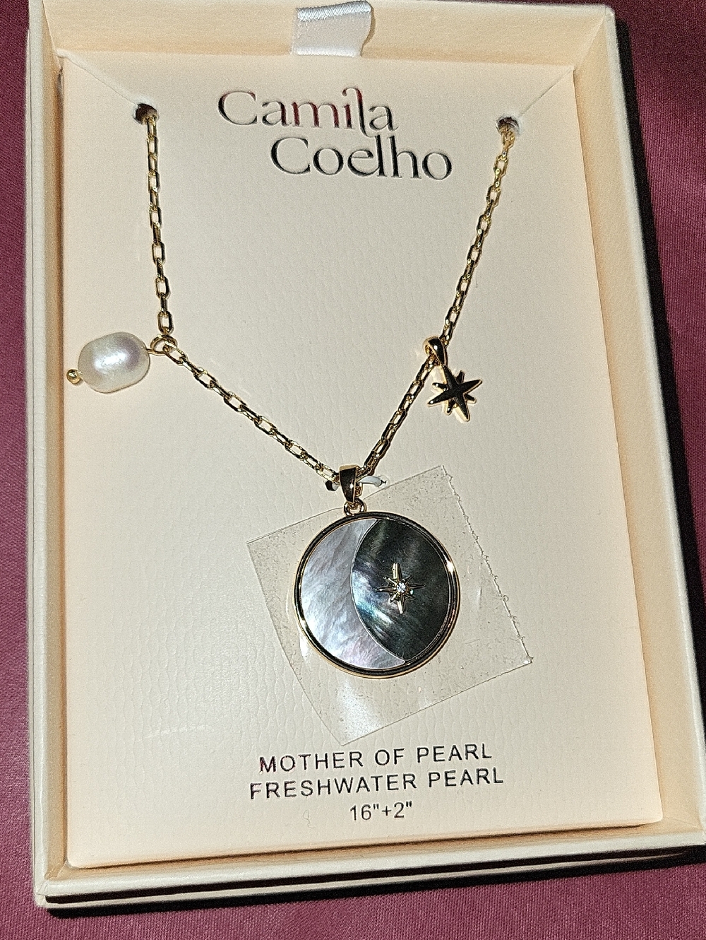 Camila Coelho Moon And Stars Gold Mother of Pearl & Freshwater Pearl Necklace - Picture 1 of 3
